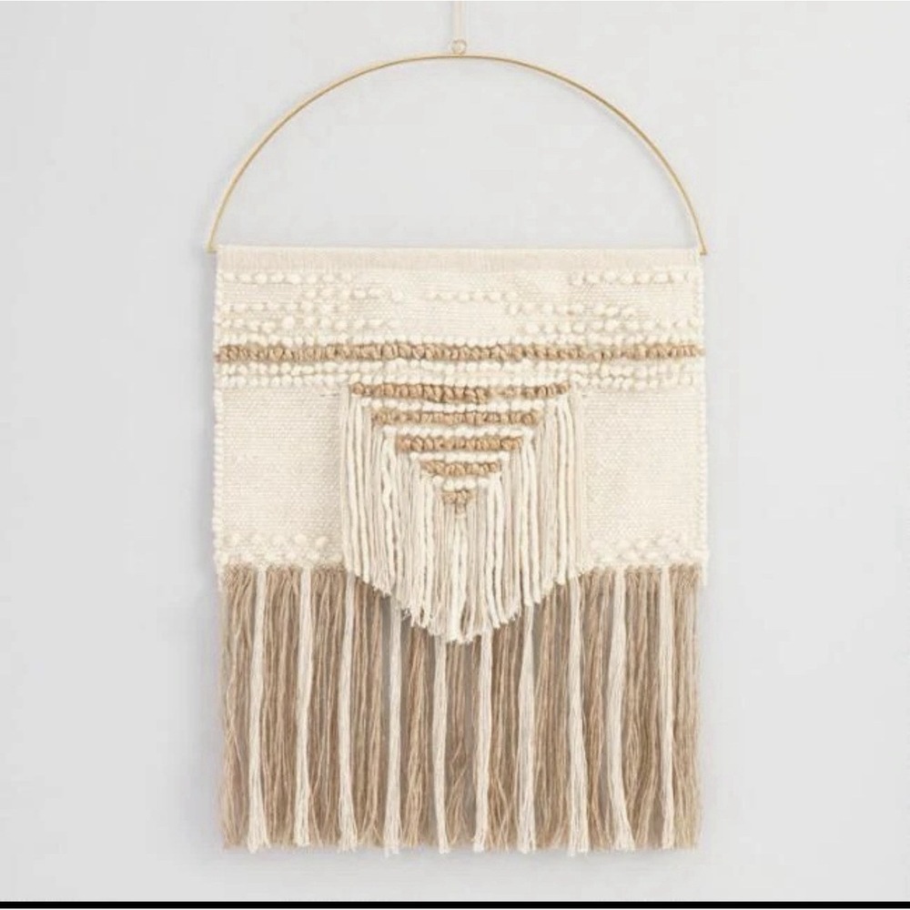 Large White and Gold Woven Wall Bohemian Hanging from World Market